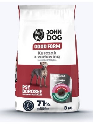 John Dog Karma Sucha Good Form Kurczak z Wołowiną dla Średnich i Dużych Psów 3kg