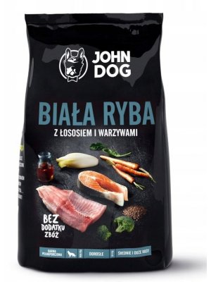 John Dog Karma Sucha Premium Biała Ryba z Łososiem i Warzywami dla Psów Średnich i Dużych 3kg