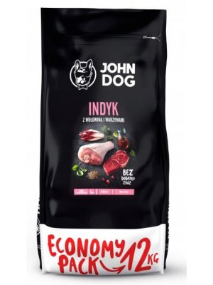 John Dog Karma Sucha Premium Indyk z Wołowiną dla Małych Psów 12kg