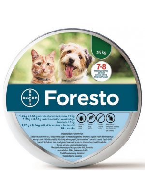 Bayer Foresto Obroża Przeciw Pchłom i Kleszczom 1,25g + 0,56g dla kotów i małych psów poniżej 8kg