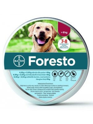 Bayer Foresto Obroża Przeciw Pchłom i Kleszczom 4,5g + 2,03g dla psów i kotów powyżej 8kg