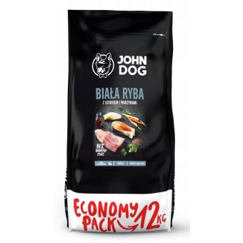 John Dog Karma Sucha Premium Biała Ryba z Łososiem i Warzywami dla Psów Średnich i Dużych 12kg