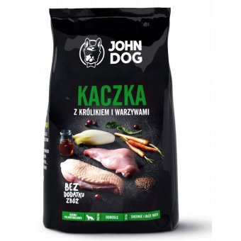 John Dog Karma Sucha Premium Kaczka z Królikiem i Warzywami dla Psów Średnich i Dużych 3kg
